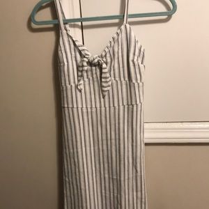 blue and white stripped tie dress